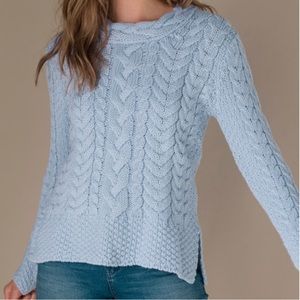 Aran craft irish wool sweater ice blue slit tunic XL NWT